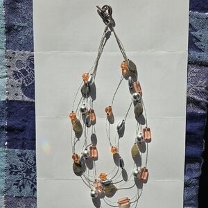 Elegant Multi-Strand Necklace with Orange and Silver Beads